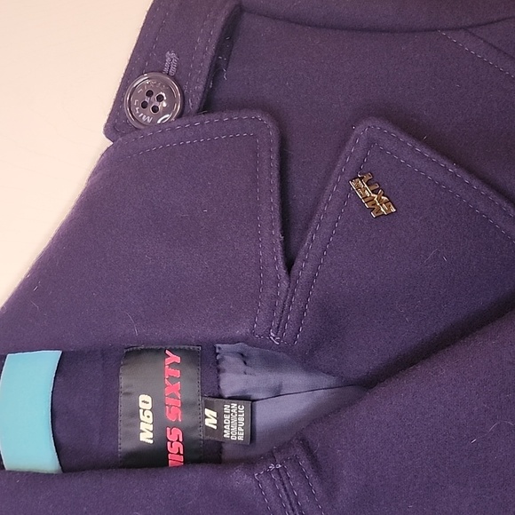 MISS SIXTY Size M Eggplant Purple flared peacoat - Picture 7 of 8